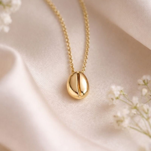 9ct Yellow Gold Coffee Bean Pendant and Necklace - Koffee & Kream Ltd